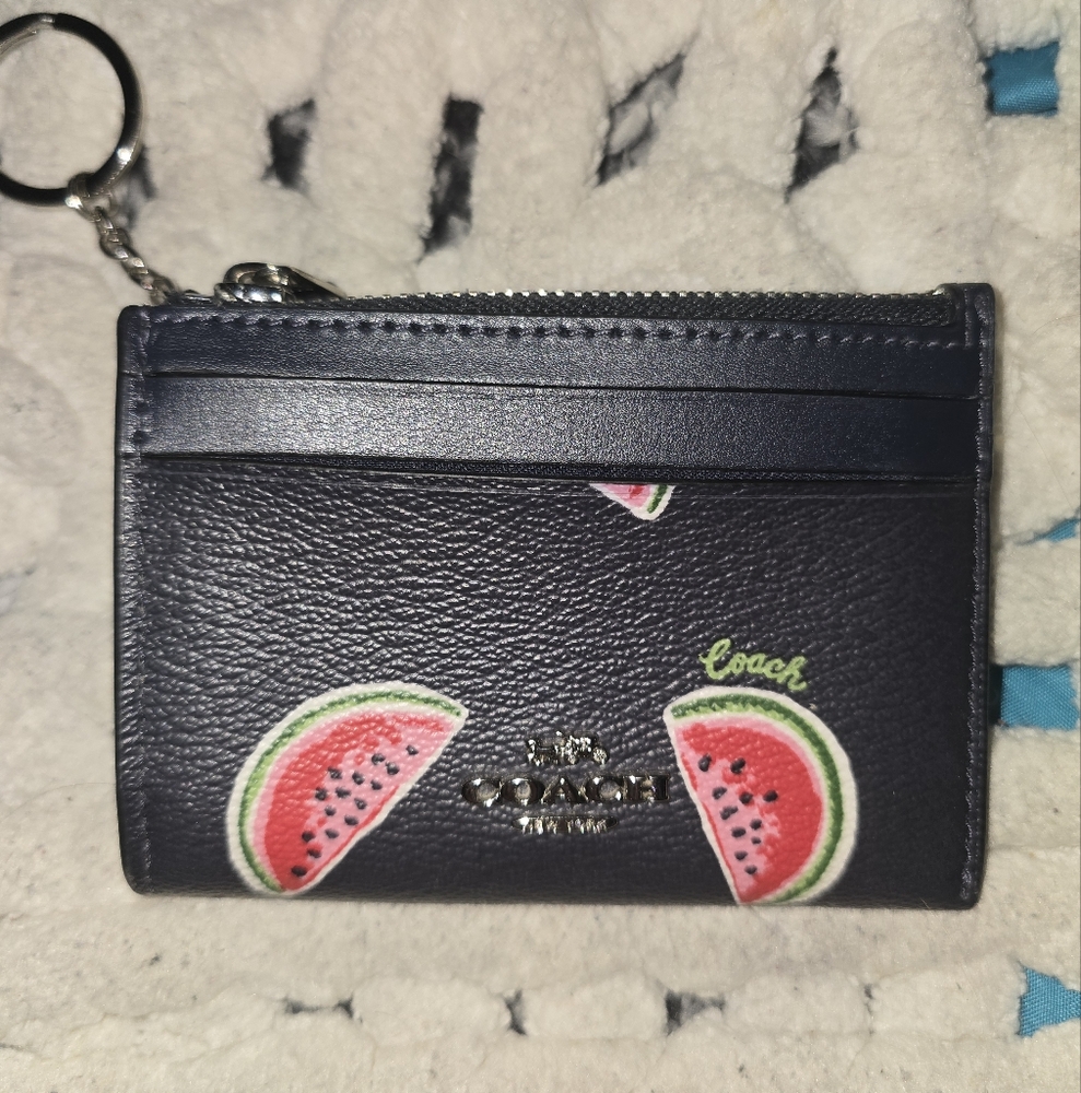 Coach Dark Blue Wallet with Watermelon Design